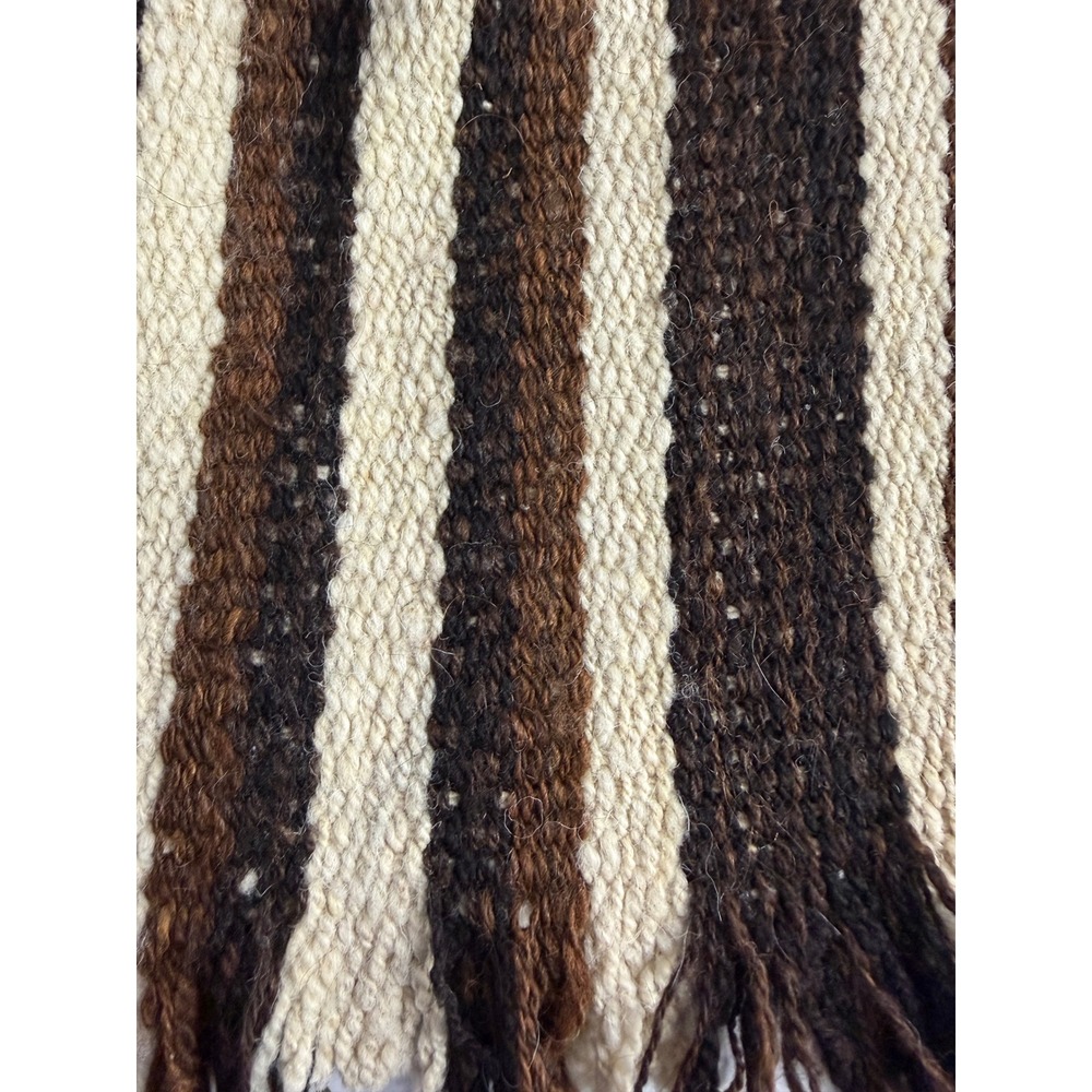Luna D'oro Poncho Women OS Brown Striped 100% Alpaca Hand Made Bolivia Excellent - Picture 6 of 6